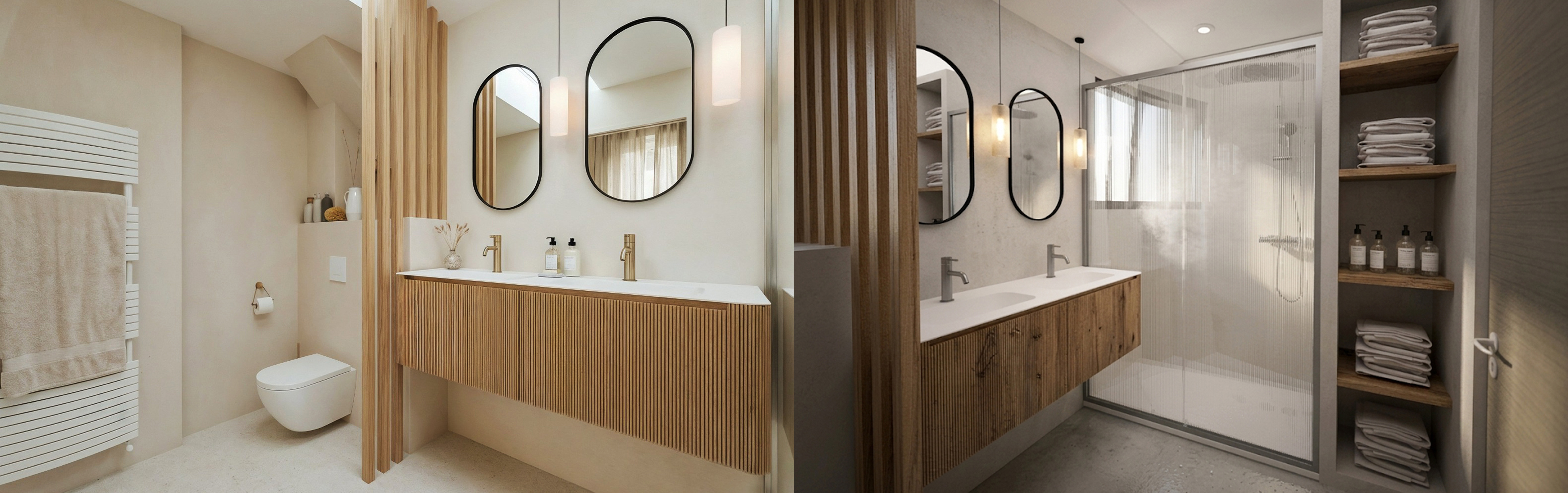 Vue d'une salle de bain aménagée